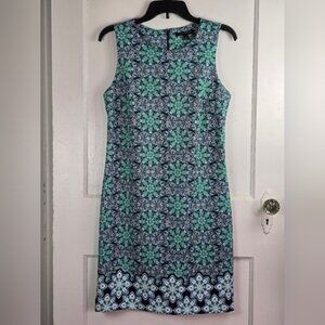 Banana Republic Factory Navy and Aqua Boho Sheath Dress 6